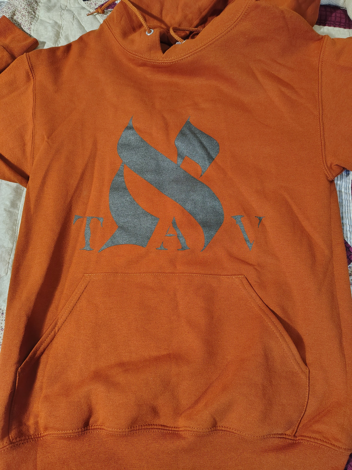 Burnt Orange Hoodie with Gray Graphic Logo