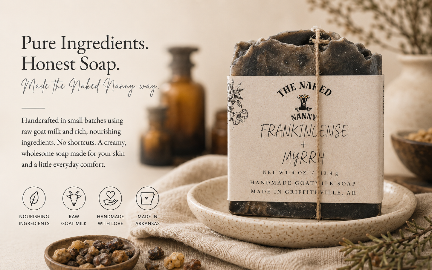 Frankincense & Myrrh Goatmilk Soap Bar