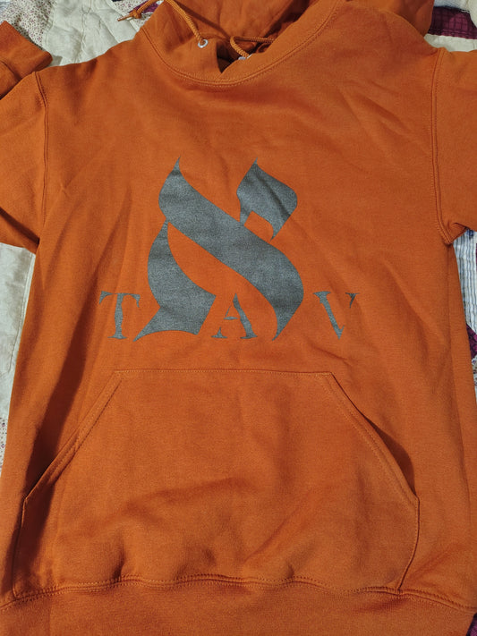 Burnt Orange Hoodie with Gray Graphic Logo