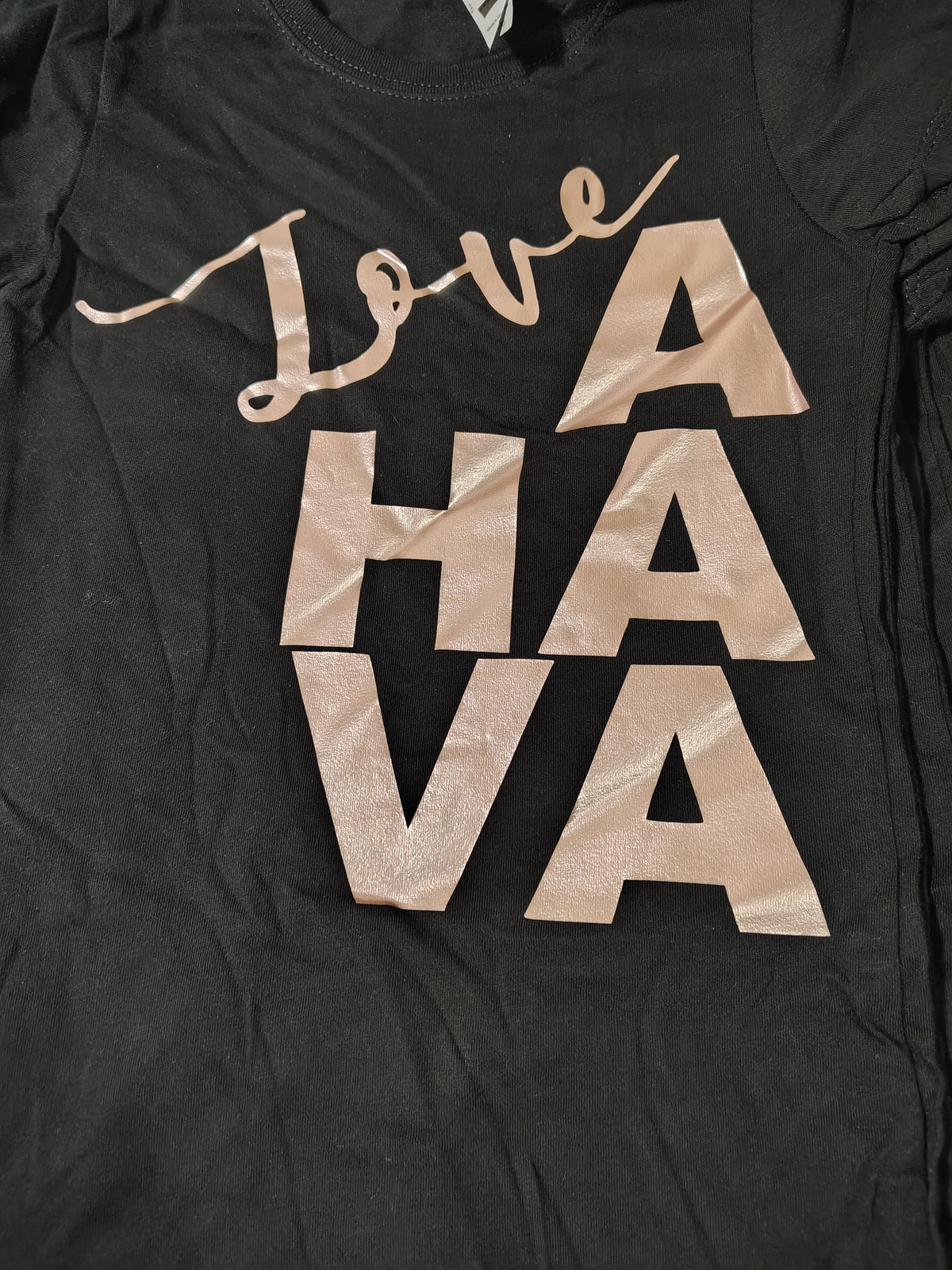 Love AHAVA Youth T-Shirt - Black with Rose Gold Lettering