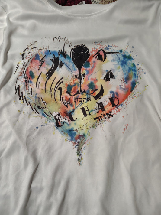 Watercolor Lion Ladies T-Shirt - White, 100% Polyester