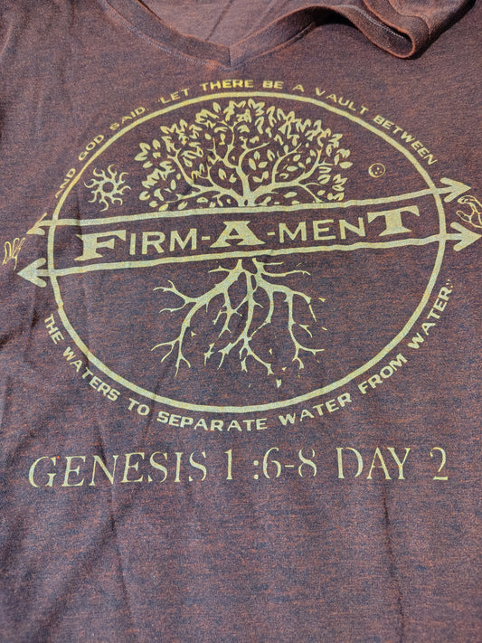 Firm-A-Ment V-Neck T-Shirt - Heather Burgundy, Genesis 1:6-8
