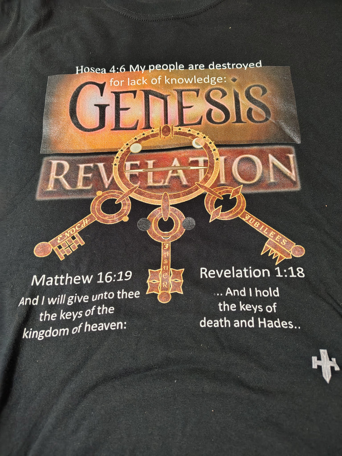 Genesis to Revelation Keys T-Shirt - Black, Hosea 4:6