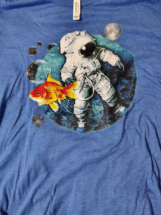 Astronaut and Goldfish T-Shirt - Heather True Royal
