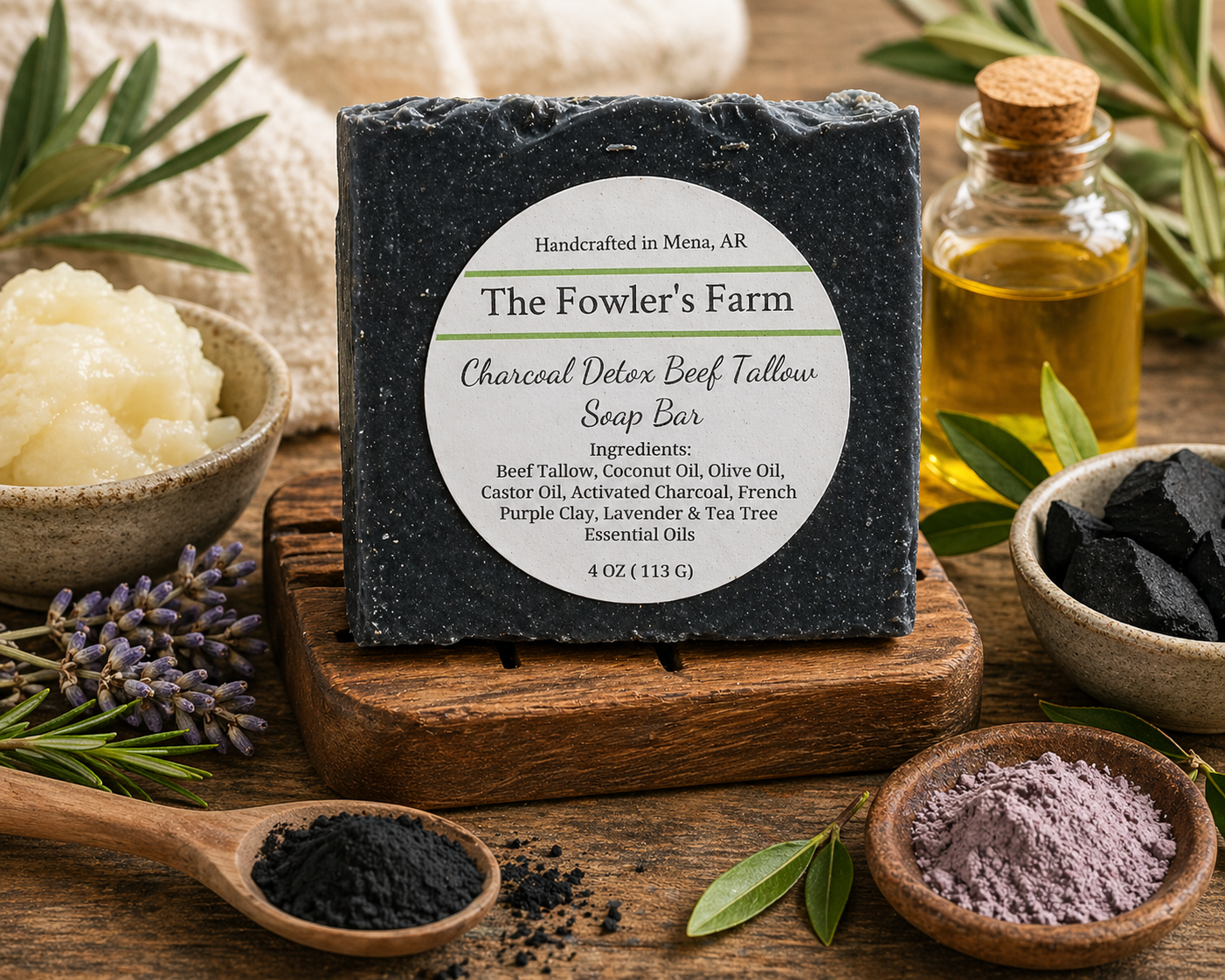 Charcoal Detox Beef Tallow Soap Bar