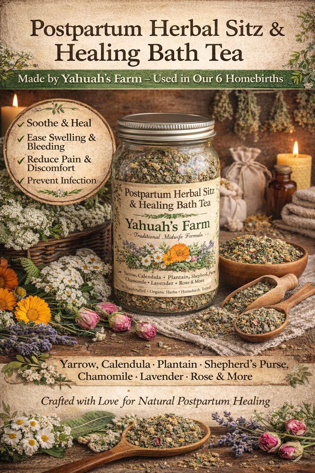 Postpartum Herbal Bath & Healing tea for Pads