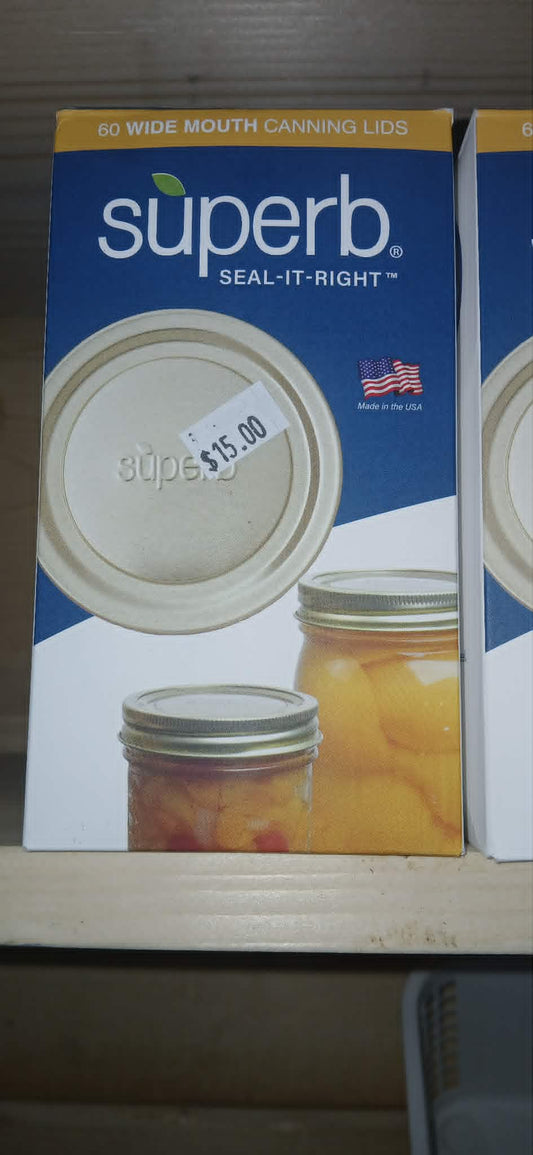 Superb Wide-Mouth Canning Lids — 60 Count