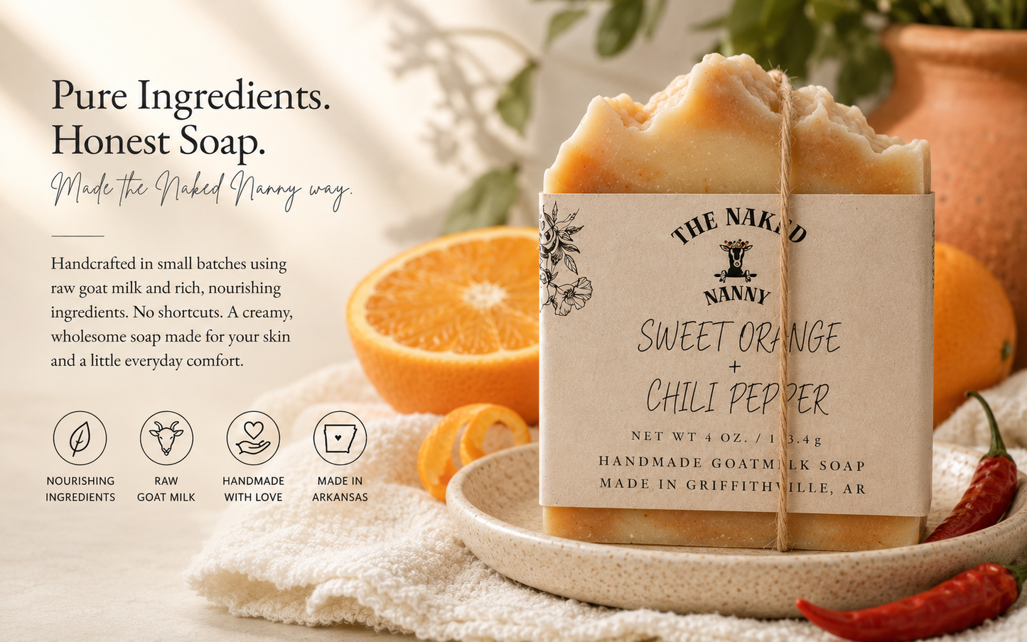 Sweet Orange & Chili Pepper Goatmilk Soap Bar